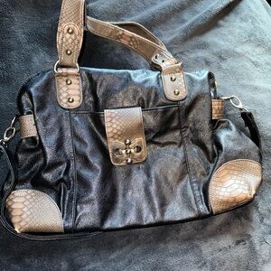 Mellow World brown & black snake vegan leather shoulder handbag